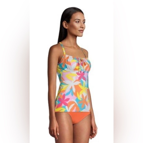 LANDS' End Women's Chlorine Resistant Tie Front Underwire Tankini Top-NWT - Picture 3 of 3